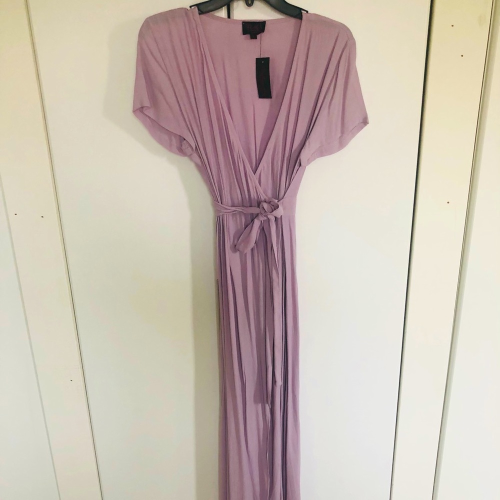 Long Lilac Wrap Maxi Dress Size L